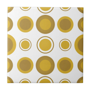 Azulejo De Cerâmica Padrão de Círculo Dourado Mostarda Moderno de Mead