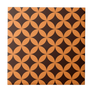 Azulejo De Cerâmica Padrão de Círculos Laranja Moderno de Meados do Sé