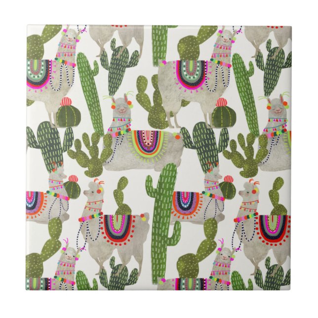 Azulejo De Cerâmica Padrão de Coleção de Llamarama (Frente)