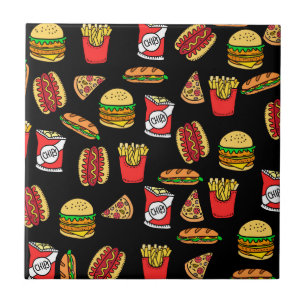 Azulejo De Cerâmica Padrão de Comida Rápida