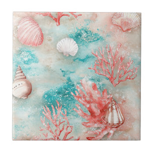 Azulejo De Cerâmica Padrão de Conchas e Ondas do Oceano (11)
