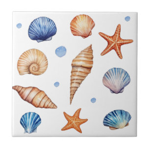 Azulejo De Cerâmica Padrão de Conchas Marinhas Modernas do Tesouro do