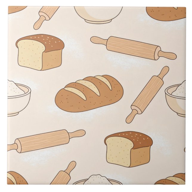 Azulejo De Cerâmica Padrão de Confeitaria Aconchegante (Frente)