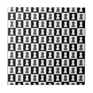 Azulejo De Cerâmica Padrão de Conselho de Xadrez Preto e Branco