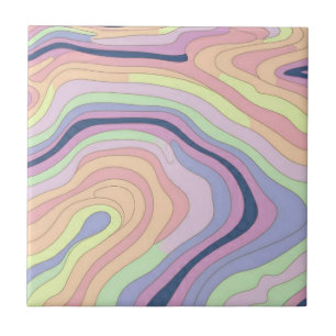 Azulejo De Cerâmica Padrão de contorno do Arco-Íris do Pastel grande