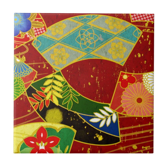 Azulejo De Cerâmica Padrão de cor abstrato 4 (Frente)