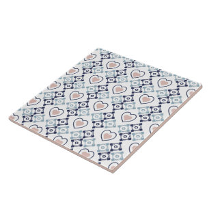 Azulejo De Cerâmica Padrão de Corações de São Valentão Brilhantes