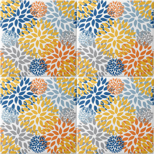 Azulejo De Cerâmica Padrão de cores brilhantes da Abstrato Floral de V