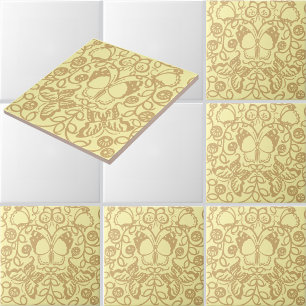Azulejo De Cerâmica Padrão de Cores Personalizáveis de Borboletas Vint