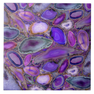 Azulejo De Cerâmica Padrão de cristal de Geodes - Roxo e Violeta