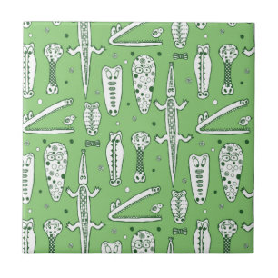 Azulejo De Cerâmica Padrão de Crocodilo do Esboço
