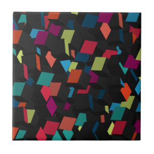 Azulejo De Cerâmica Padrão de Cubo Geométrico Colorido de Trendy Abs