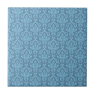Azulejo De Cerâmica Padrão de Damasco Azul