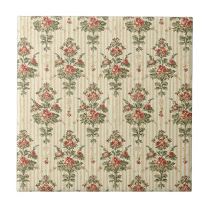 Azulejo De Cerâmica Padrão de Damasco Vermelho Verde Vintage (10)