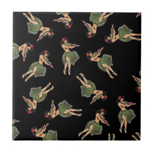 Azulejo De Cerâmica Padrão de dança da garota Hula