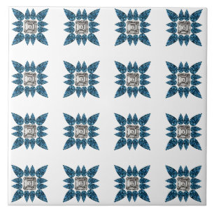 Azulejo De Cerâmica Padrão de Deco de Arte Azul