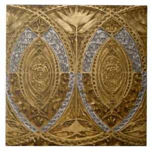 Azulejo De Cerâmica Padrão De Deco De Arte De Prata E Dourada