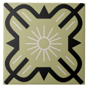 Azulejo De Cerâmica Padrão de Deco de Arte Sunny