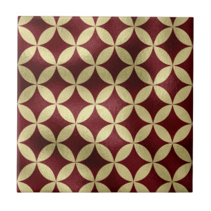 Azulejo De Cerâmica padrão de descascamento metálico dourado burgundy