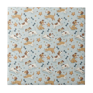 Azulejo De Cerâmica Padrão de desenho animado infantil - Cachorrinho b