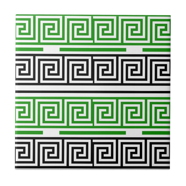 Azulejo De Cerâmica Padrão de Design de Fret com Chave Grega Verde Pre (Frente)