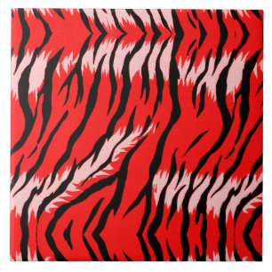 Azulejo De Cerâmica Padrão de design de pele de animal tigre vermelho