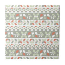 Azulejo De Cerâmica Padrão de Design Floral Folclórico Escandinavo