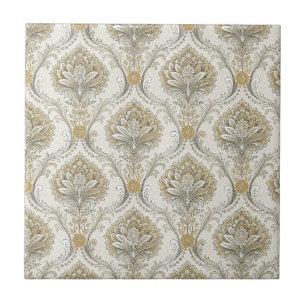 Azulejo De Cerâmica Padrão de Design Floral Seamless Damasco Ouro Luxu