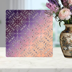 Azulejo De Cerâmica Padrão de Diamante Art Déco em Ombre Roxo Pêssego