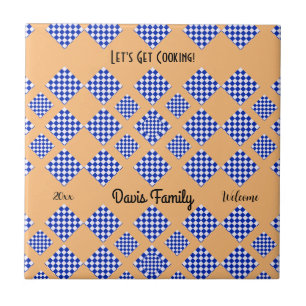 Azulejo De Cerâmica Padrão de Diamante Branco Azul bege