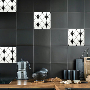 Azulejo De Cerâmica Padrão de Diamante Branco Preto Bonito