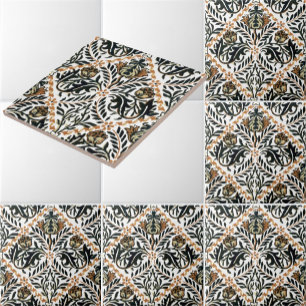 Azulejo De Cerâmica Padrão de Diamante Floral Vintage William Morris