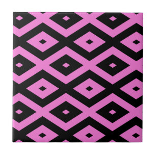 Azulejo De Cerâmica Padrão de diamante rosa e preto