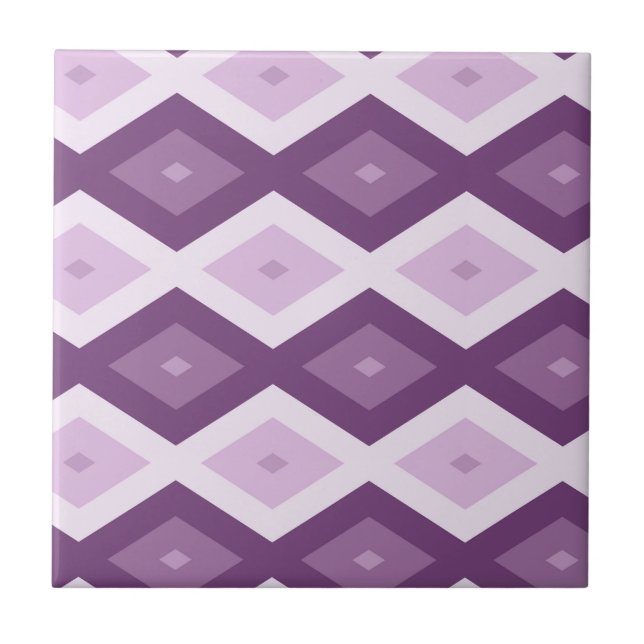 Azulejo De Cerâmica Padrão de diamante roxo (Frente)