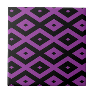 Azulejo De Cerâmica Padrão de diamante roxo e preto