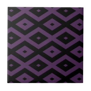 Azulejo De Cerâmica Padrão de diamante roxo e preto escuro
