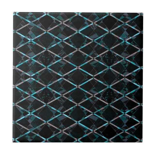 Azulejo De Cerâmica Padrão de diamante texturizado azul (Frente)