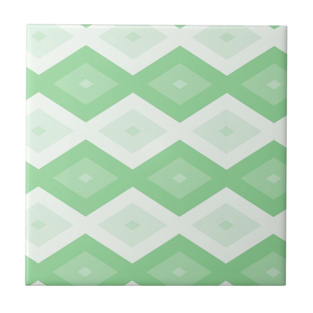 Azulejo De Cerâmica Padrão de diamante verde da maçã (Frente)