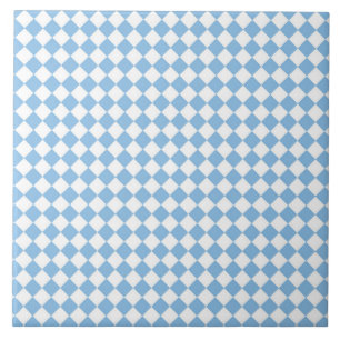 Azulejo De Cerâmica Padrão de diamante xadrez azul e branco