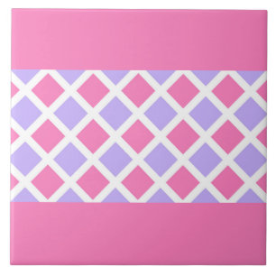 Azulejo De Cerâmica Padrão de Diamante Xadrez Rosa Roxo