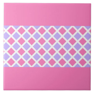 Azulejo De Cerâmica Padrão de Diamante Xadrez Rosa Roxo
