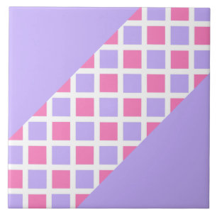 Azulejo De Cerâmica Padrão de Diamante Xadrez Rosa Roxo