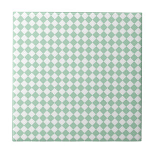 Azulejo De Cerâmica Padrão de Diamante Xadrez Verde Branco