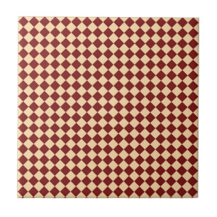 Azulejo De Cerâmica Padrão de Diamante Xadrez Vermelho Amarelo