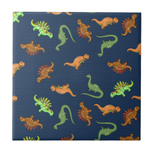 Azulejo De Cerâmica Padrão de Dinossauros Fofos