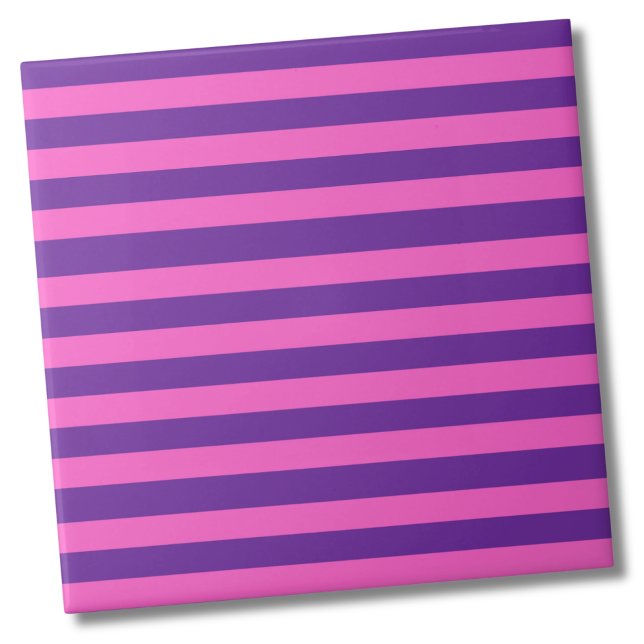 Azulejo De Cerâmica Padrão de distribuição roxa rosa (Stylish Modern Bold Pink Purple Stripes Pattern Ceramic Tile)