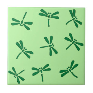 Azulejo De Cerâmica Padrão de Dragonfly Japonês, Light Jade Green