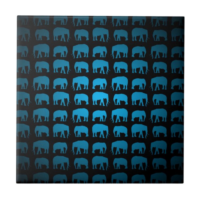 Azulejo De Cerâmica Padrão de Elefante Azul (Frente)