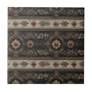 Azulejo De Cerâmica Padrão de Elegância Gótica Barroca Rubi