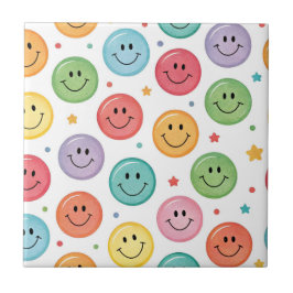 Azulejo De Cerâmica Padrão de Emoji Sorridente